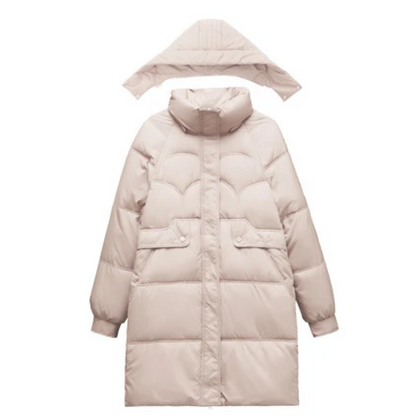 Quitara | Manteau d’Hiver Femme Matelassé avec Capuche Amovible et Fermeture Éclair
