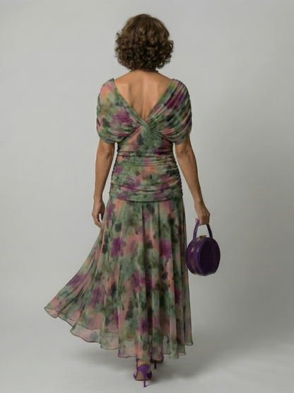 Calen | Robe Midi Décontractée à Épaule Dégagée