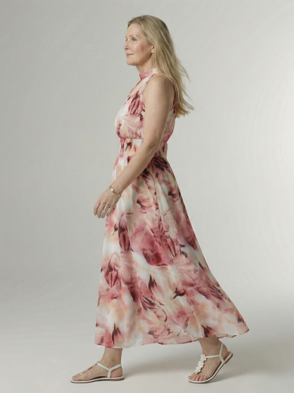 Sylin | Robe Midi à Encolure Halter Froncée