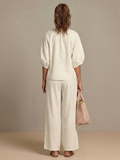 Natalia | Haut Blouson à Zip Avant Ensemble Pantalon Large