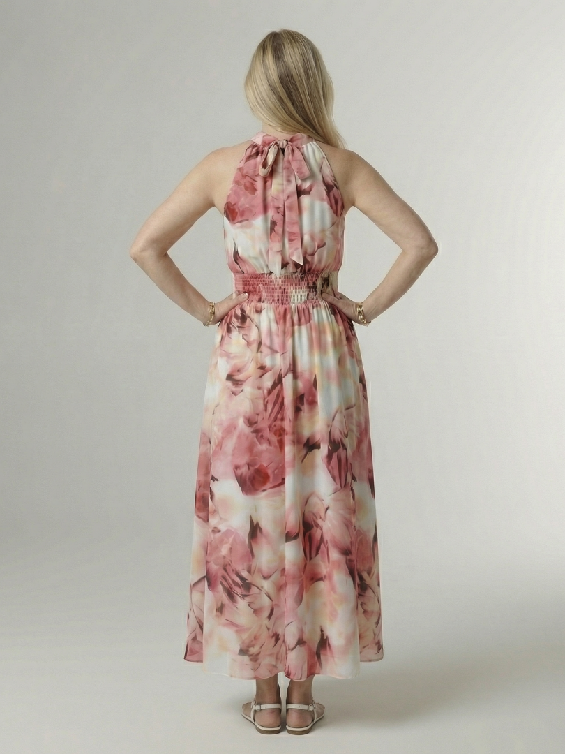 Sylin | Robe Midi à Encolure Halter Froncée