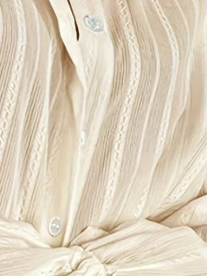 Audeleine | Chemise Femme Rayée à Col Revers et Manches Longues Boutonnées