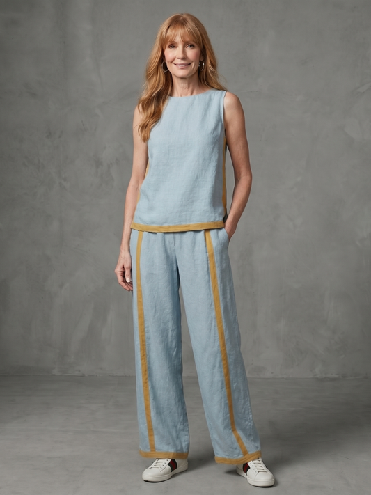 Inara | Ensemble Haut Sans Manches et Pantalons Large à Contraste