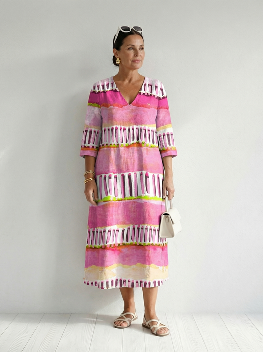 Calla | Robe Midi Rayée à Flux Facile