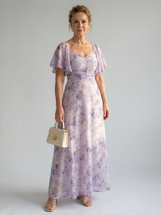 Vaelis | Robe Midi à Manches Volantes