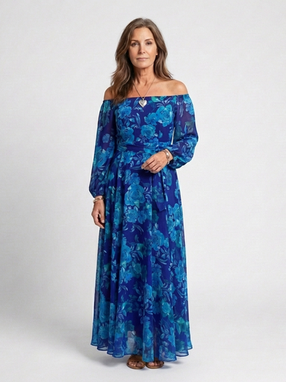 Aspen | Robe Maxi Fleurie à Épaules Dégagées