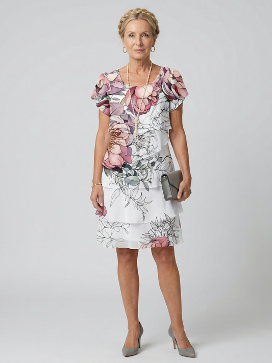 Kualani | Robe florale propre longueur genou