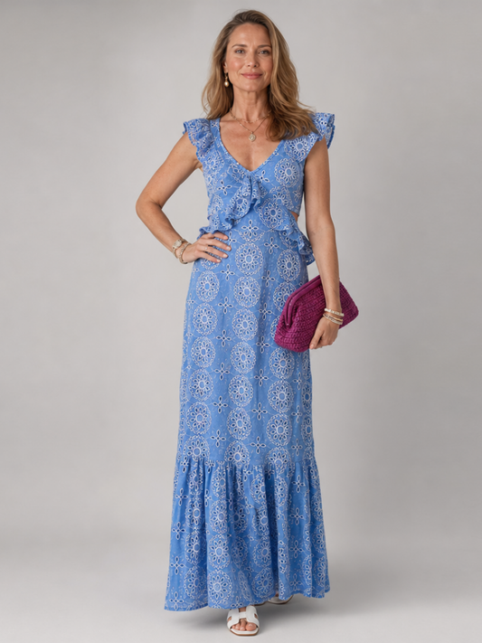 Alure | Robe midi sans manches avec volants