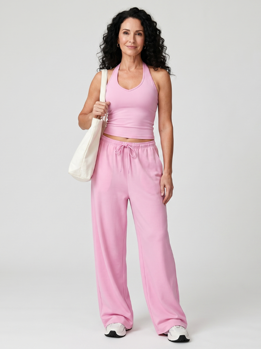 Helena | Ensemble Top à Col Rond Sans Manches et Pantalons Larges