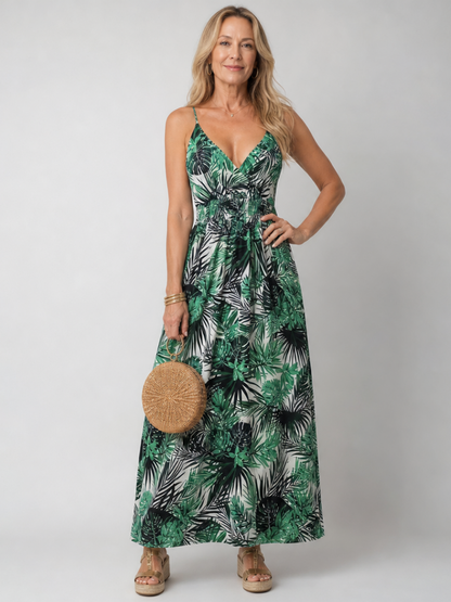 Maravelle | Robe Midi à Imprimé Floral Sans Manches