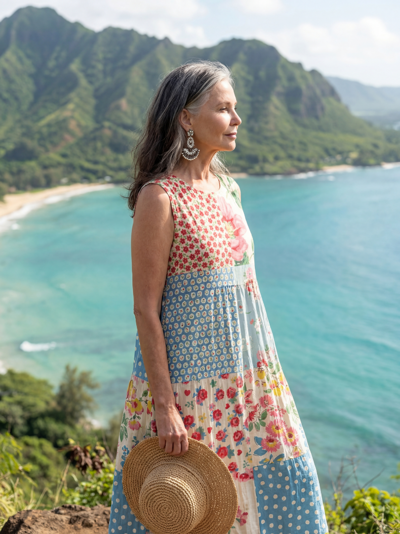 Kira | Robe Midi Florale Côtière