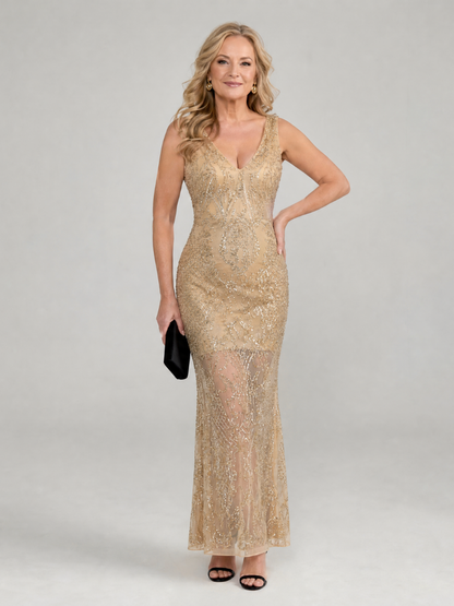 Sirea | Robe midi sans manches avec panneaux en sequins