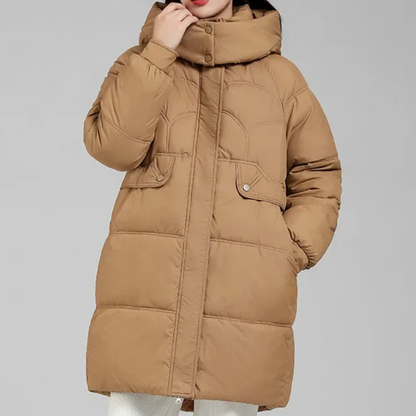 Quitara | Manteau d’Hiver Femme Matelassé avec Capuche Amovible et Fermeture Éclair
