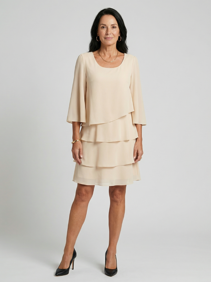 Della | Robe à manches évasées superposées, longueur genou