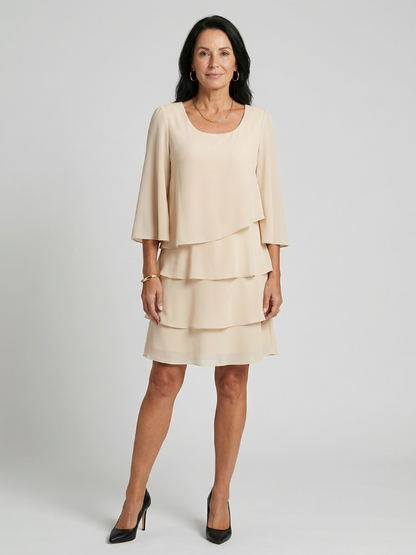 Della | Robe à manches évasées superposées, longueur genou