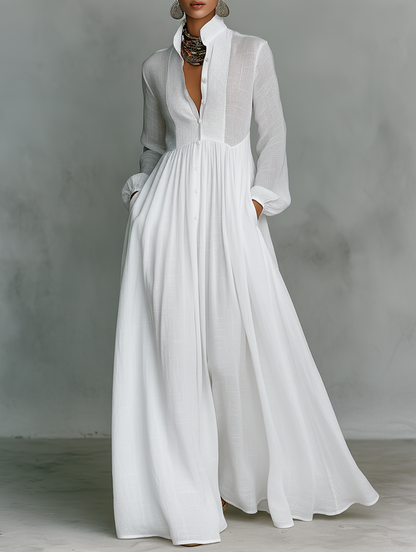 Selena | Robe Maxi avec Boutons Frontaux Fluides
