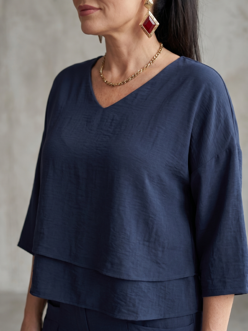 Rivière | Ensemble Top Superposé Pantalon Large