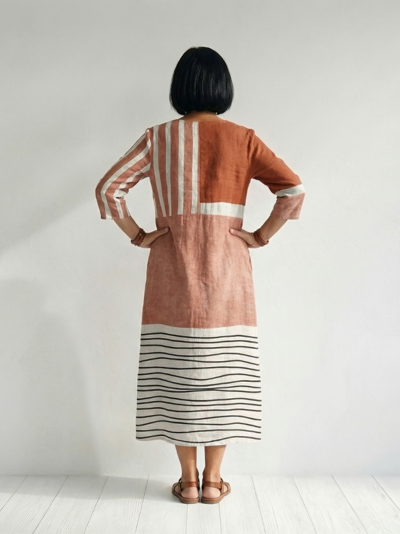 Remy | Robe Midi à Rayures Mélangées