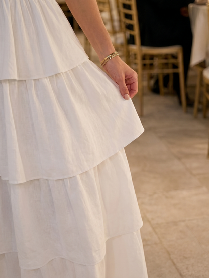 Gemma | Robe Midi à Buste Froncé Sans Bretelles