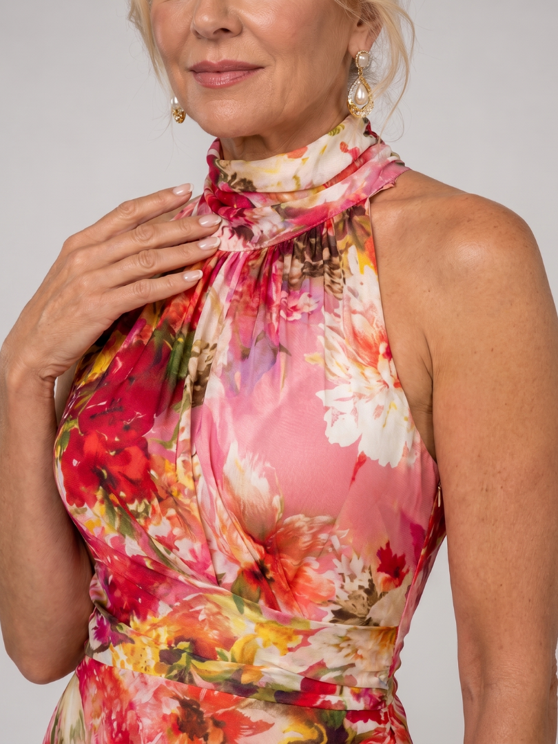 Elisabetta | Robe Maxi Imprimé Floral à Col Halter