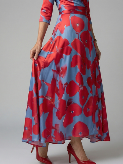 Celine | Robe Midi Croisée à Col Wrap