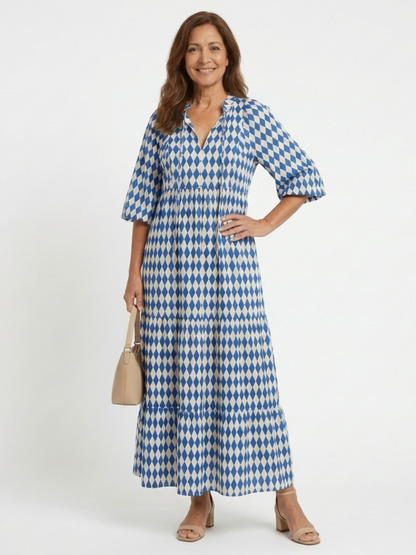 Elodie | Robe Midi à Imprimé Diamant