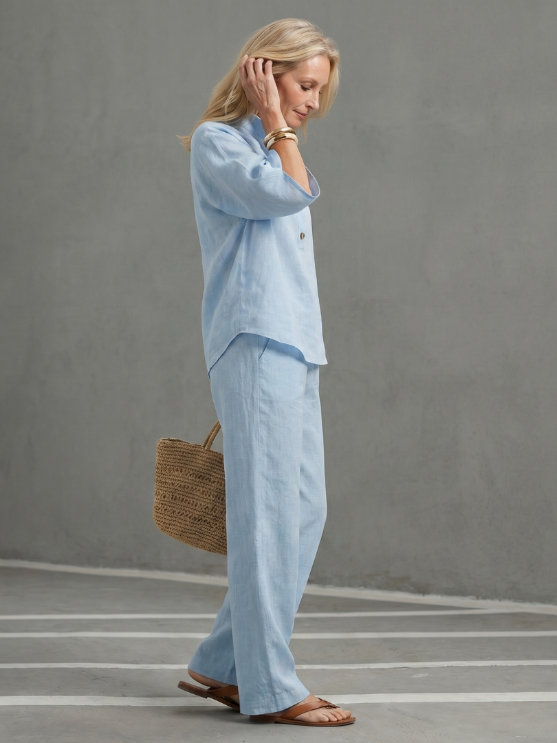 Amity | Ensemble tunique à boutons et pantalon décontracté
