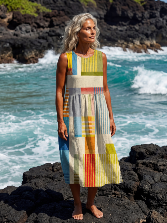 Esme | Robe Midi Patchwork Peinte