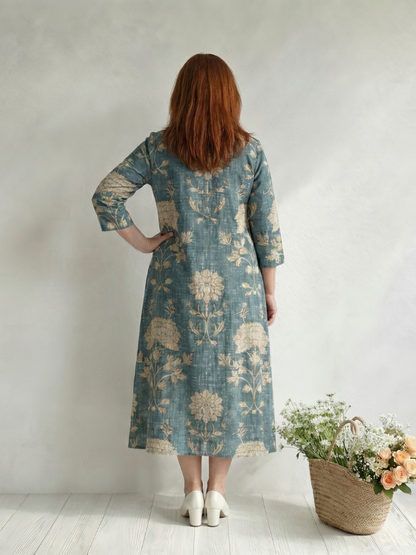 Skye | Robe Midi Florale à Forme Douce