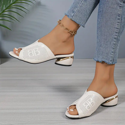 Peporina | Chaussures Perforées Peep-Toe avec Talon Bloc