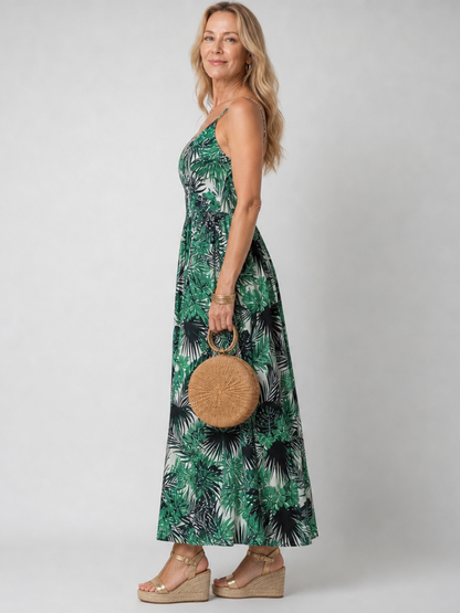 Maravelle | Robe Midi à Imprimé Floral Sans Manches