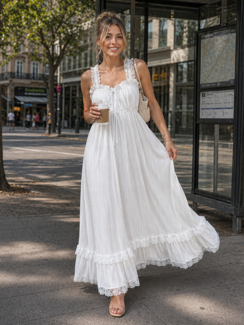 Leach | Robe midi sans manches à volants