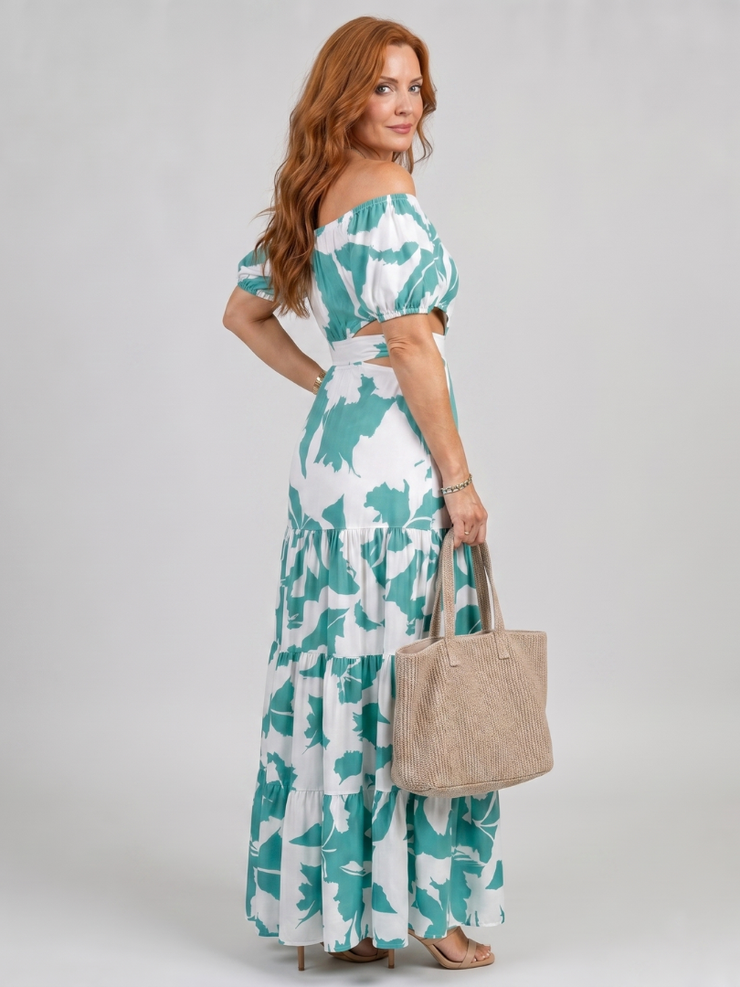 Orelina | Robe Maxi à Épaules Dénudées avec Découpe à la Taille