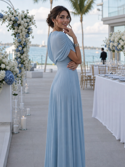 Thael | Robe Maxi à Épaule Dénudée et Corsage Drapé