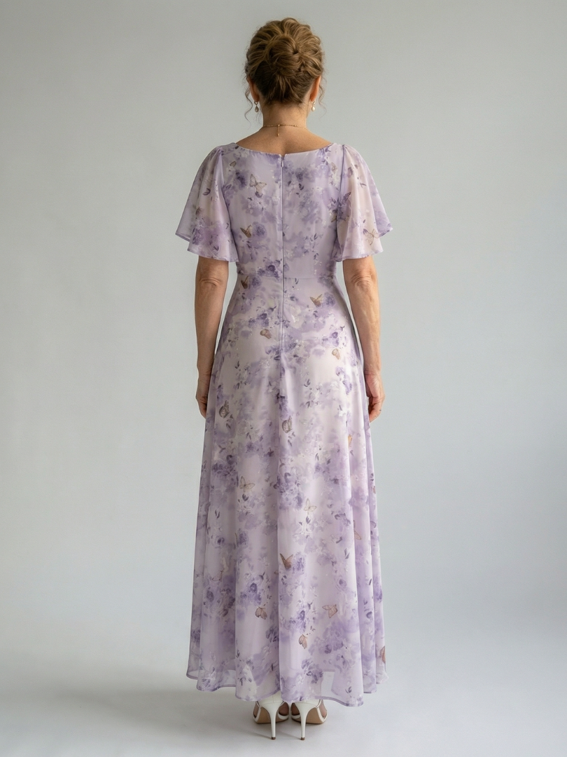 Vaelis | Robe Midi à Manches Flutter