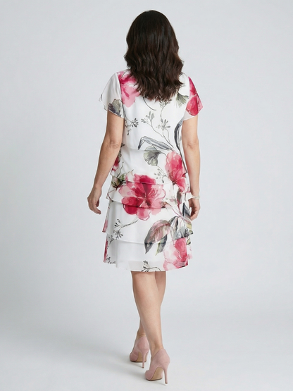 Keoni | Robe à Petales Douces Longueur Genou