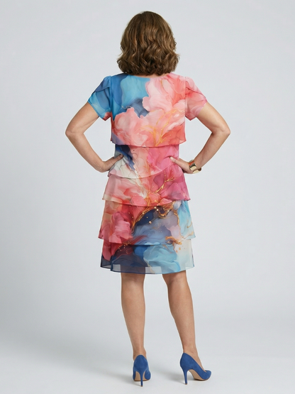 Mira | Robe Midi en Marbre Élégante