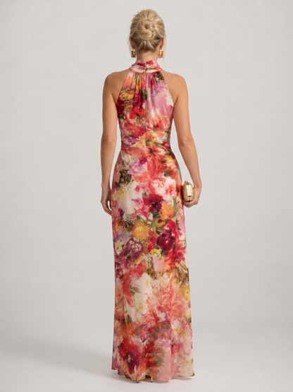 Elisabetta | Robe Maxi Imprimé Floral à Col Halter