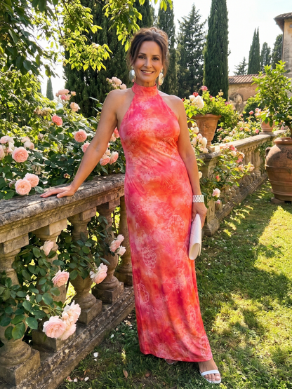 Coraline | Robe Maxi Imprimée à Col Halter