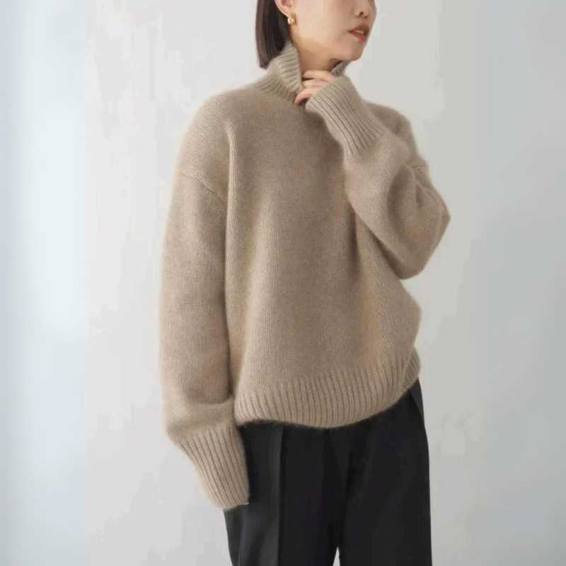 Beline | Pull Femme Oversize à Col Roulé, Tricot Classique Chaud et Confortable
