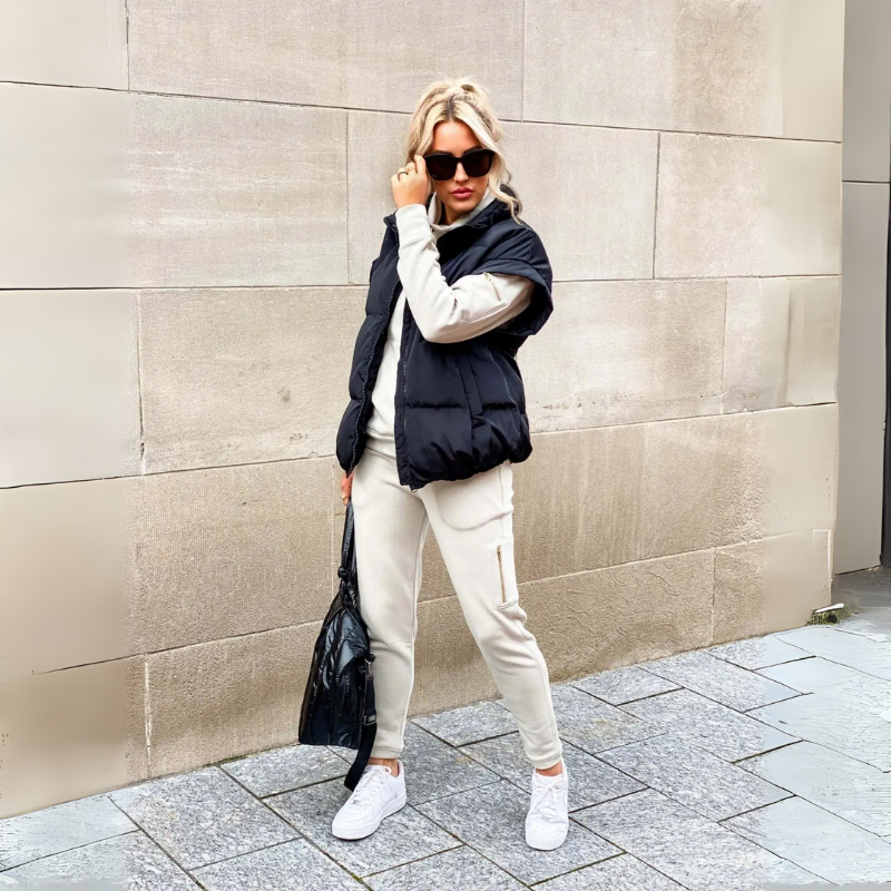 Florette | Doudoune Sans Manches Femme Courte avec Fermeture Zippée | Gilet Hiver Col Montant Oversize