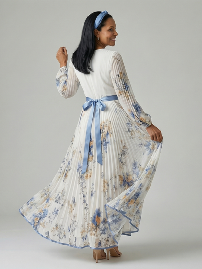 Rielle | Robe Midi Drapée à Manches Longues