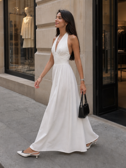 Jeven | Robe midi à bretelles halter sans manches avec corsage ajusté
