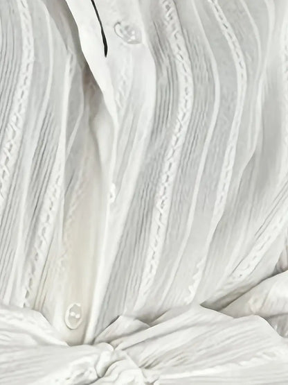 Audeleine | Chemise Femme Rayée à Col Revers et Manches Longues Boutonnées