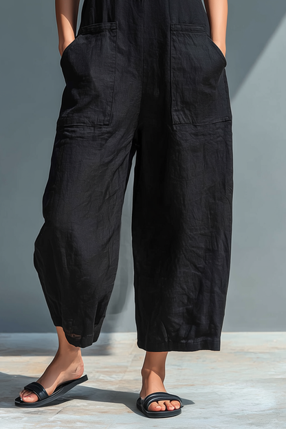 Eloïse™ | Combinaison minimaliste sans manches pour femme, avec col montant et patte boutonnée
