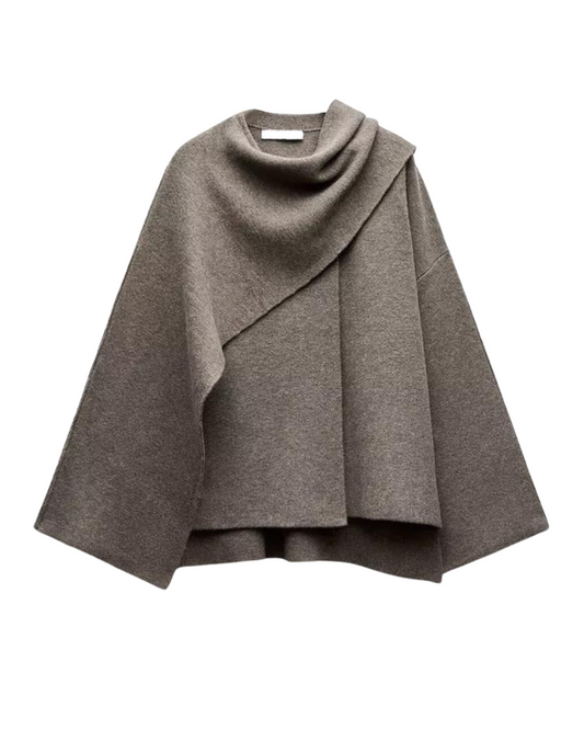 Zéphyrine | Poncho Femme Asymétrique en Laine, Élégant et Chaud pour l’Hiver