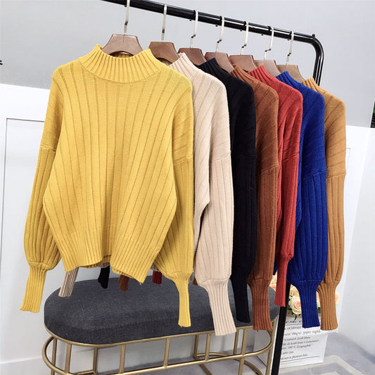 Pull Femme | Pull en Maille Épaisse à Col Montant et Coupe Décontractée