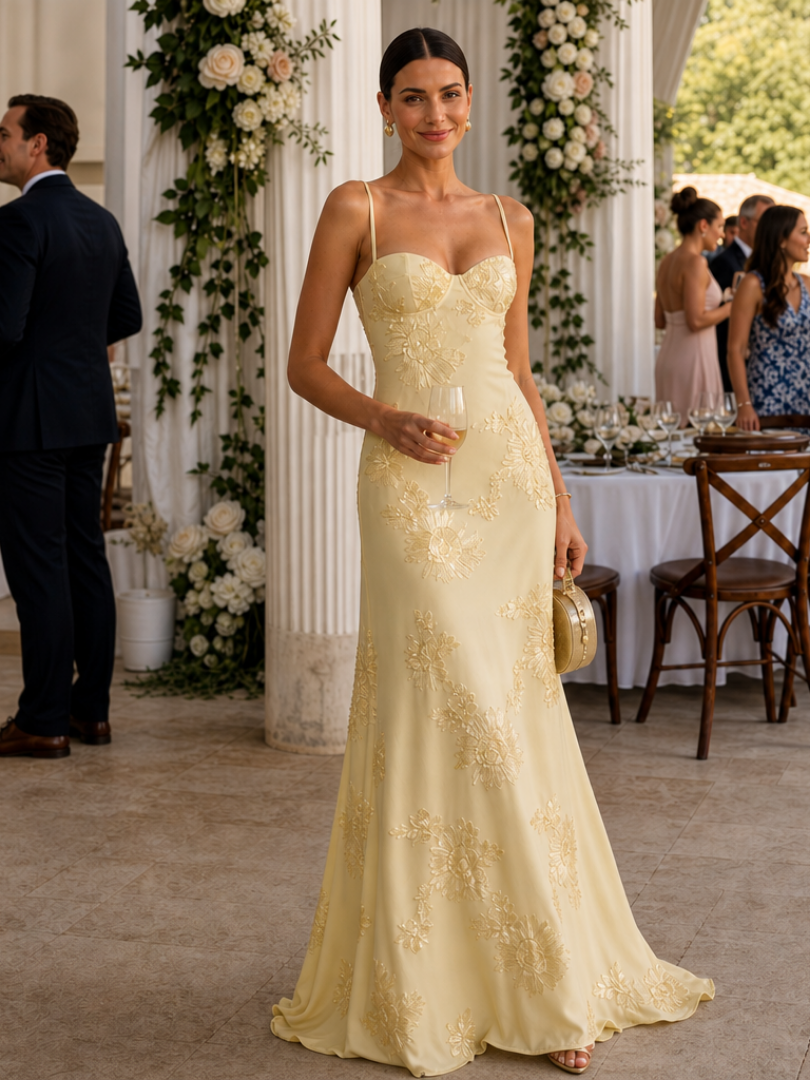 Danica | Robe Maxi à Bretelles Spaghetti et Corset