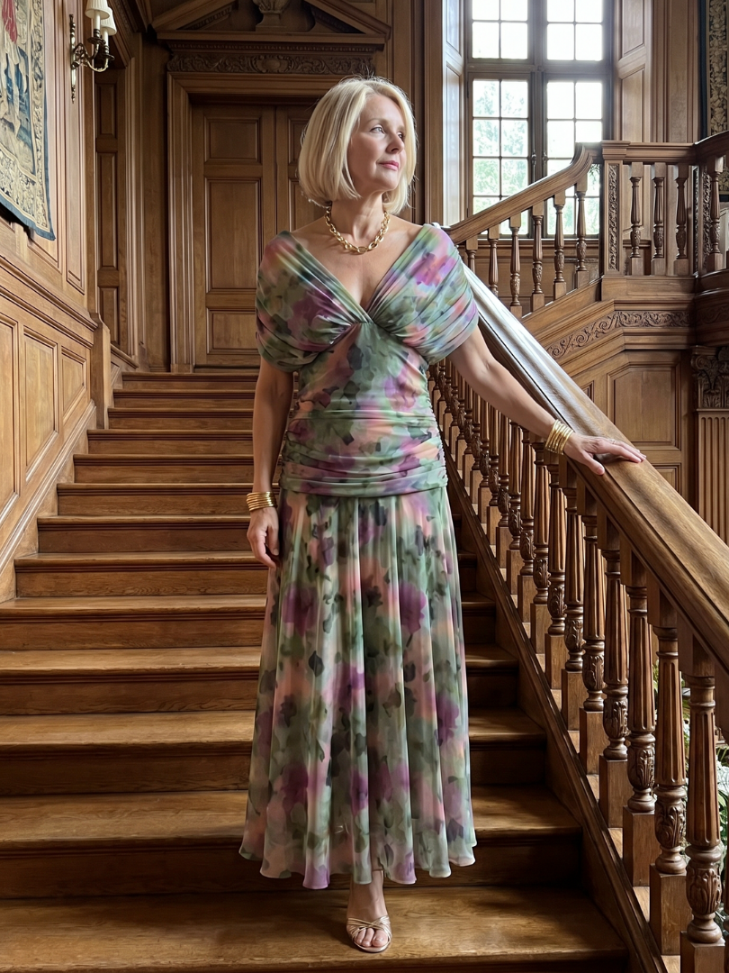 Calen | Robe Midi à Épaules Dégagées