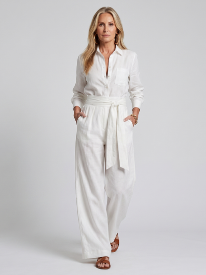Jovie | Combinaison à manches longues avec boutons et jambes larges